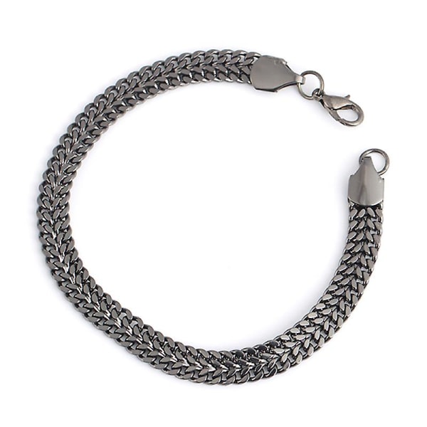 Luxury Men Stainless Steel Chain Bracelet Cuban Curb Link Hip Hop Jewelry Black