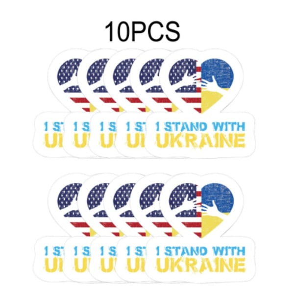 10 st I Stand With Ukraine Stickers Support Ukraine Bilfönsterdekal Ukrainsk flaggskylt E