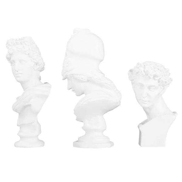 Skulptur 3 delar Berömd Gipsbyst Staty Heminredning Vit Kompakt Form