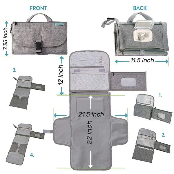 Kantava hoitoalusta, kantava hoitoalusta vastasyntyneille tytöille ja pojille - Baby with Smart Wipe Pouch - Wate