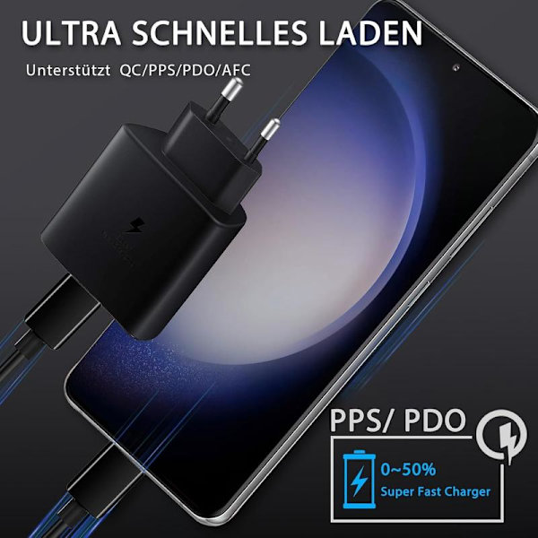 45W USB C Hurtigoplader med Kabel til Samsung Galaxy, iPhone 15, iPad[JUN] 2 stk., sort 2PC,black 1.5m data cable