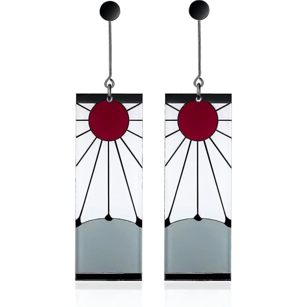 925 Sterling Silver Tanjiro Örhängen,anime Demon Slayer Cosplay Tanjiro Black Earrings Öronklämma Kimetsu No Yaiba Hanafuda Halloween För Män Kvinnor Örhänge