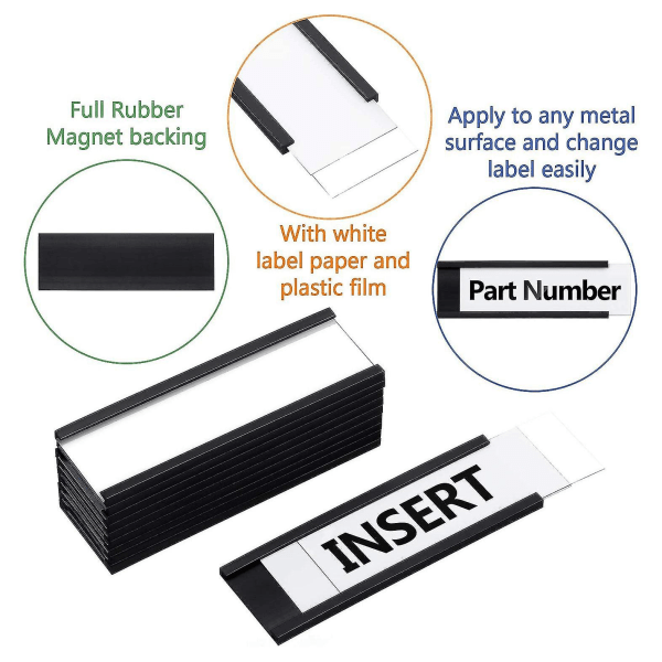 50 st magnetiska etiketthållare med magnetiska datakorthållare med genomskinliga plastskydd för Meta