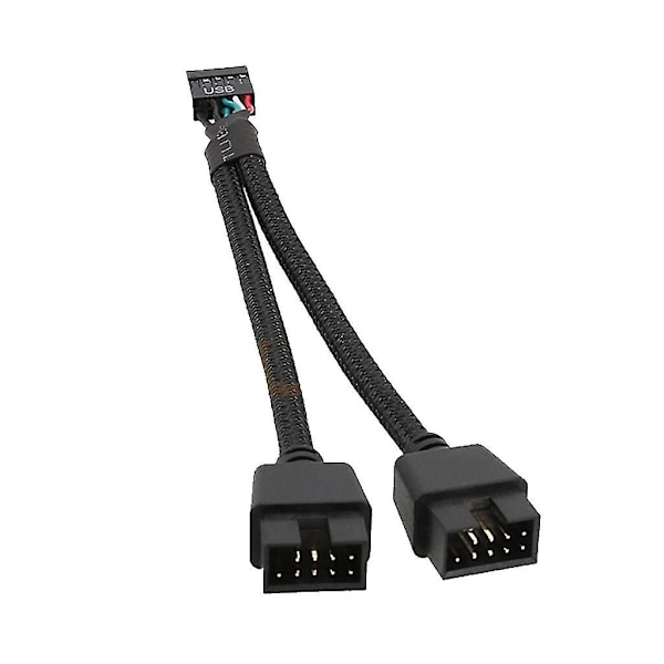 9-pins USB-hode hunn 1 til 2 hann forlengelseskabelkort stasjonær PC 9-pins USB-hub -ZHENV