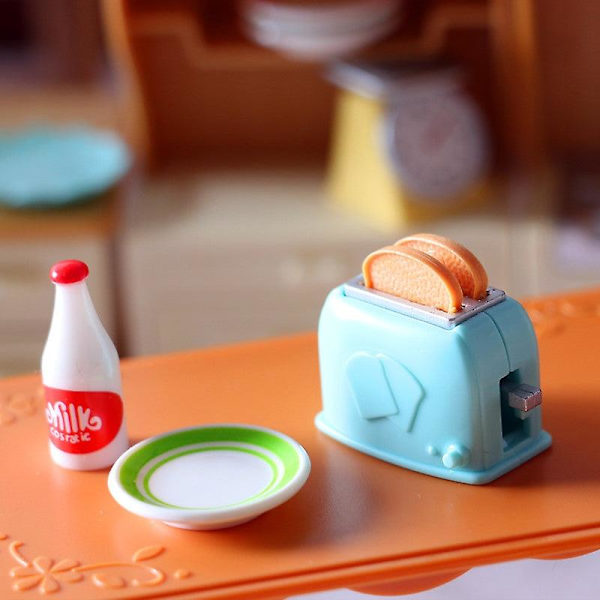 Miniatyr möbler leksak dockhus DIY dekoration tillbehör Mini brödmaskin