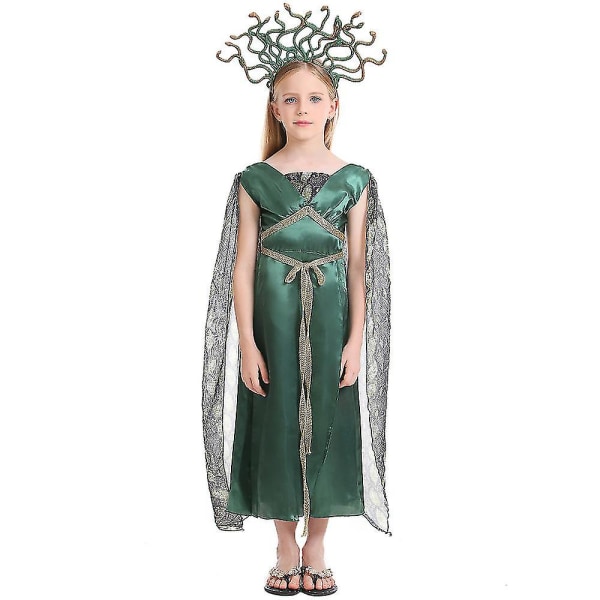 Jenter Medusa Cosplay kostyme med pannebånd Gresk mytologi for barn Halloween Carnival Party Costume L