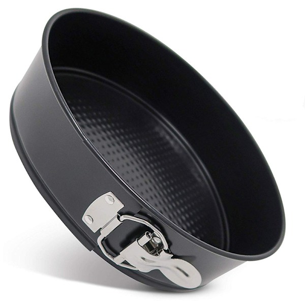 Tykk rund låsespænde non-stick kageplade pizzaplade flytbar spænde kulstofstål bageplade kageform sort black 3pcs