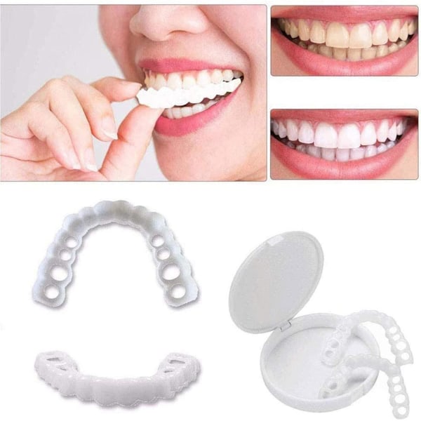1 par Snap On Teeth Finér til mænd og kvinder dækker de ufuldkomne tænder falske tand Øjeblikkeligt selvtillidssmil
