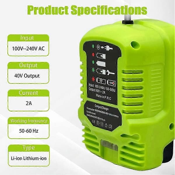 100-240V Smart Mini Hurtiglader for Greenworks 40V Litiumbatteri US-plugg