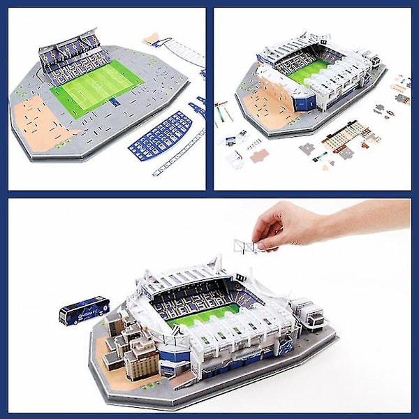 Ny klassisk pussel DIY 3d pussel Världsfotbollsstadion Monterad byggmodell snabb Stamford Bridge
