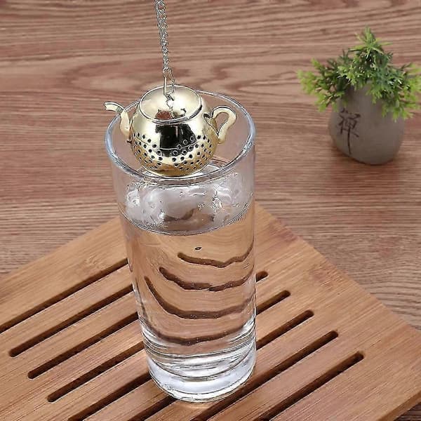 2025 Sølv Tekande Mønster Blad Te Infuser med Holdbart Krypteret Mesh Design til Kaffeblad Te eller Gløgg Krydderier