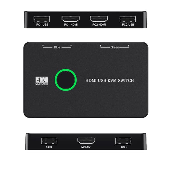 KVM HDMI-kompatibel Switch 2-Port Box USB HDMI-switch