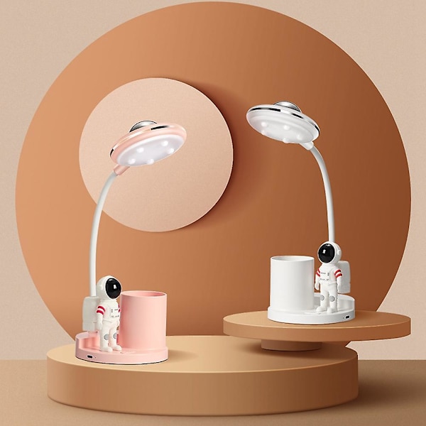 4 i 1 Astronaut Projektion Skrivebordslampe LED Nattelys Studerende Læring Øjenbeskyttelse Penneholder Skrivebordslampe Hvid