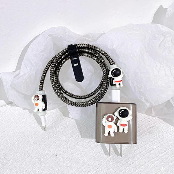 2 st Astronaut Anti-Drop Laddarfodral Set för iPhone 13 Pro Max Clear Black