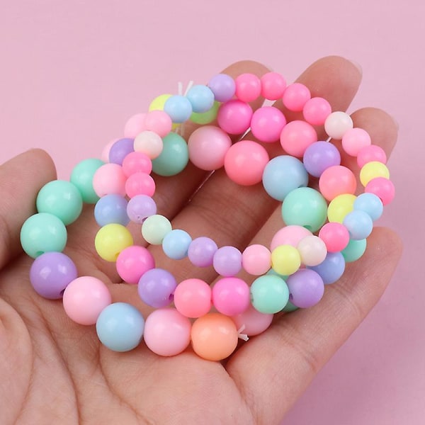 10 stk børn piger charme armbånd børn farverige perle perle elastiske armbånd 6mm