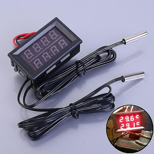Dobbelt rød LED digitalt display termometer vandtæt temperatursensor 0,56 tommer