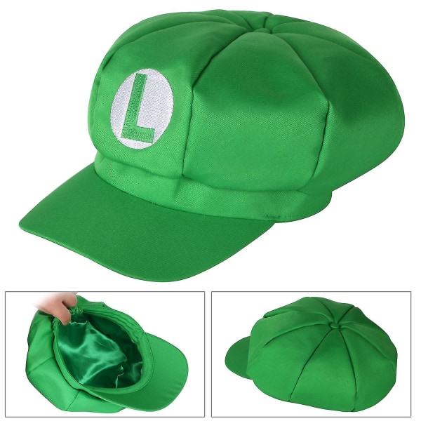 TRIXES Paket med 2 Mario och Luigi-hattar Röda och gröna videospelstemakepsar