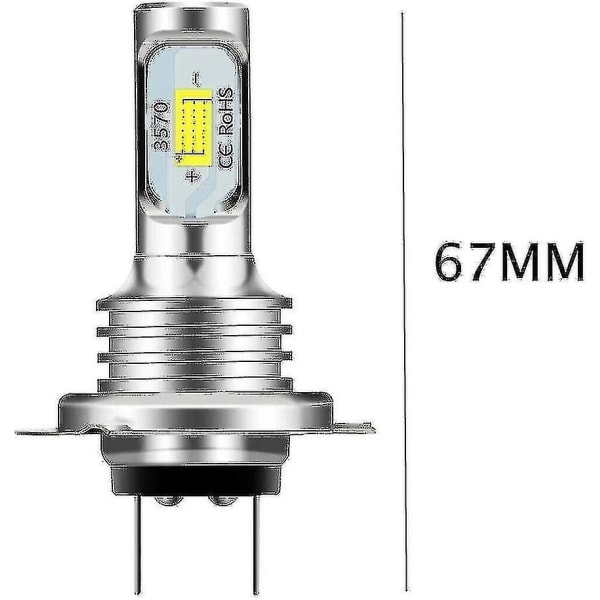 2 stk H7 LED-frontlykter 80w 10000lm Hi eller Lo Beam-lyspærer 6000k Hvit Ip 68 Vanntett