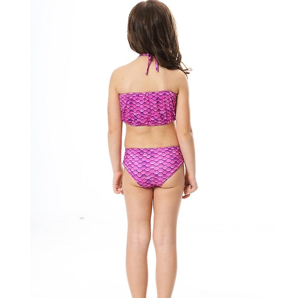 Barnflickor sjöjungfru svans baddräkt bikini set badkläder badkläder Purple 10-11 Years