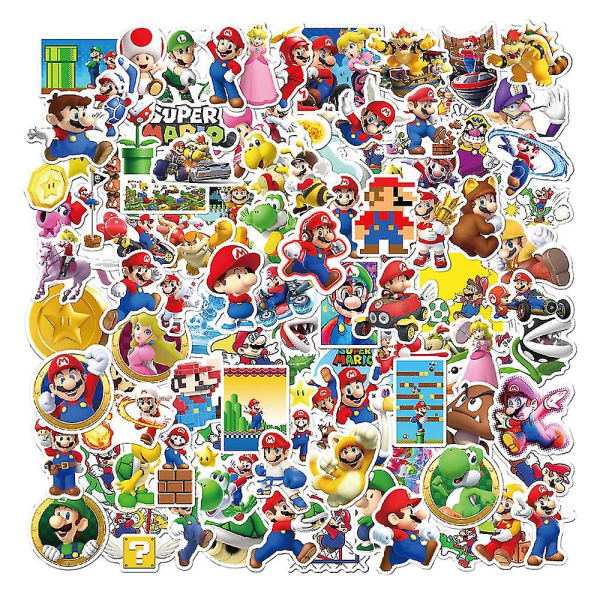 100 stk Super Mario Bros Sticker Decals Vandtætte Stickers Til Flaske Laptop Bagage Dekoration