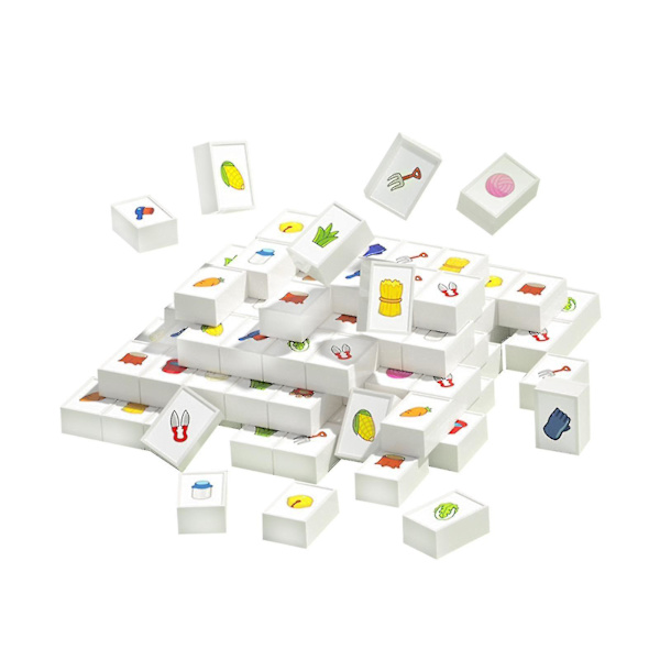 Mini Mahjong -peli, hienomotoriikkaa kehittävä muistipeli lapsille ja taaperoille, 52 kappaletta/bl
