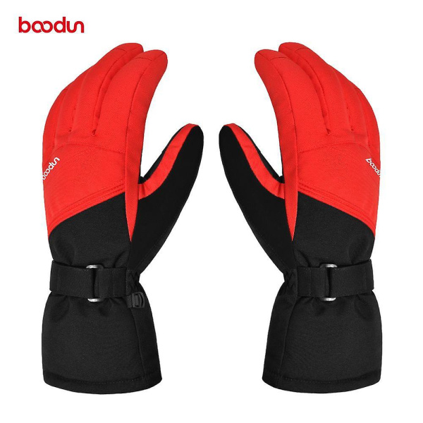 Nye udendørs skihandsker 3m fløjlsforing bjergbestigning vandtætte varme handsker Black and red Xl