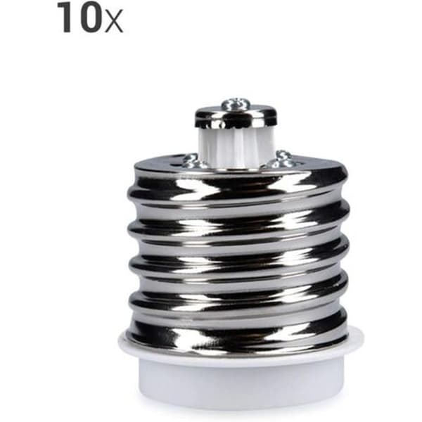 10x Sokkeladapter - 10x E40 til E27 Sokkelkonverter - E27 Base Lampeholderadapter for LED Halogenpære Gray