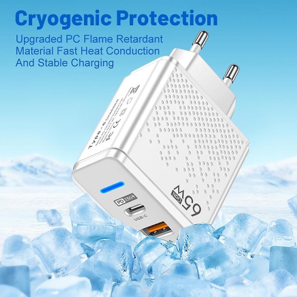 Ultra rask USB C-type kabel QC3.0 65w Pd hurtiglader universell hurtiglader