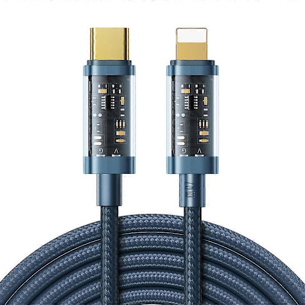 Flettet kabel til iPhone USB-C - Lightning PD 20W 2m blå