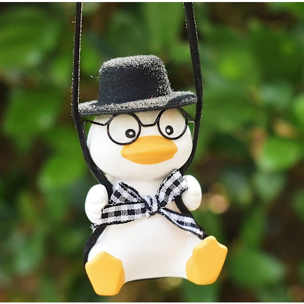 Søt Shake Duck Bilhengende Ornament Bil Bakre Speil Anheng, Gentleman Briller Duck