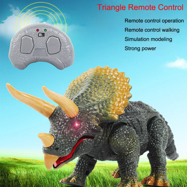 Gåfjernbetjening Dinosaur Triceratops Legetøjsmodel Lys Lyd Action Figur