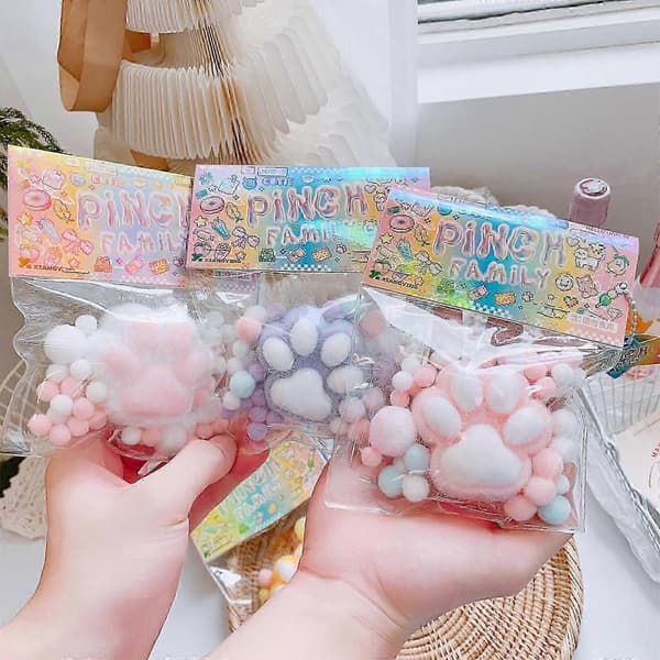 Taba Cat Squishy Squeeze Leksaker, Katt Tassar Mochi Squishy Stress Relief Squishies White