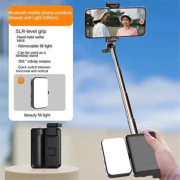 Matkapuhelin Bluetooth Kamera Selfie Stick Vlog Video Focus Musta