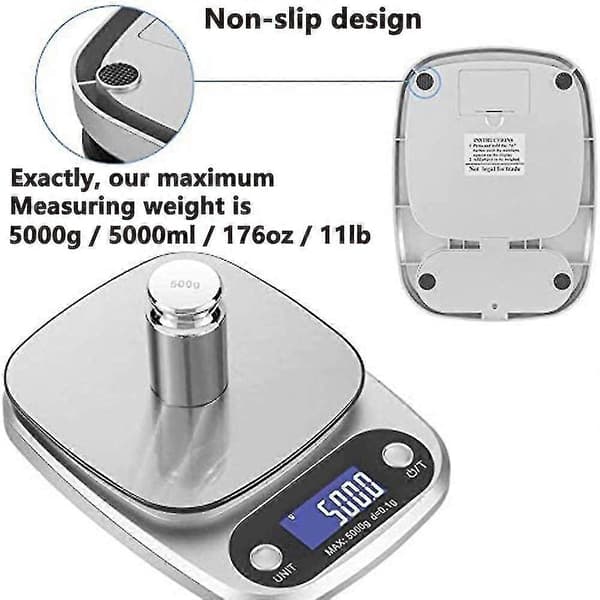 Kjøkkenvekt Digital Multifunksjonell Matvekt, 5 Kg