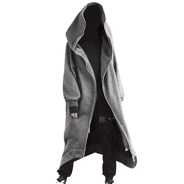 Unisex Langærmet Hættetrøje Nazgul Lang Frakke Lynlås Lukning Fleece Foret Lang Hoodie - Snngv 4XL