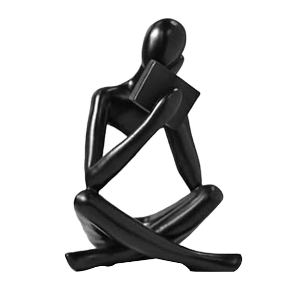 Thinkers-skulpturer, Svarte Thinkers Harpiksstatue Lesende Ornament, Thinkers Skulpturdekorasjon, Mod