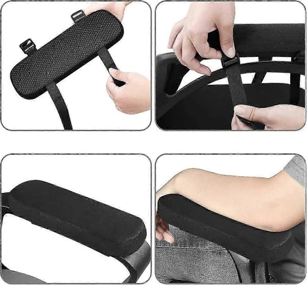 Stol Armlænspuder 2 STK, Memory Foam Gaming Stol Pude, Sort