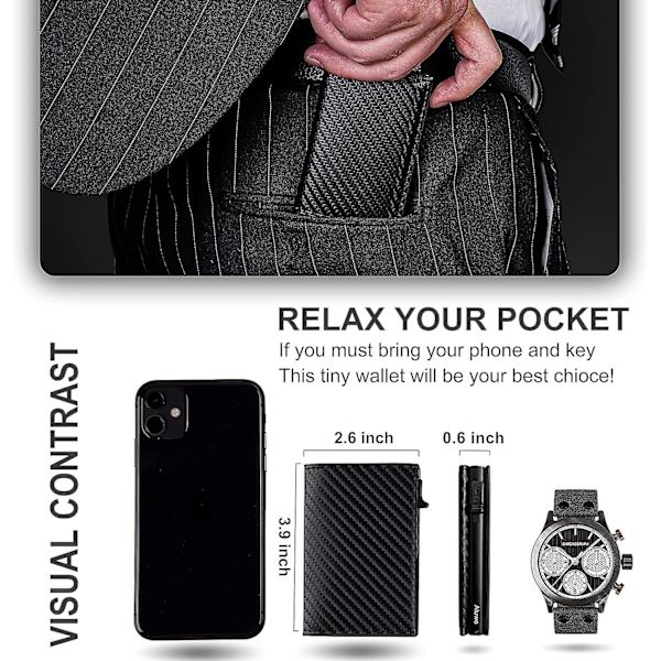 1 st plånbok för män Slim Wallet RFID Blocking Money Clip Wallets för män, Minimalistisk plånbok för män