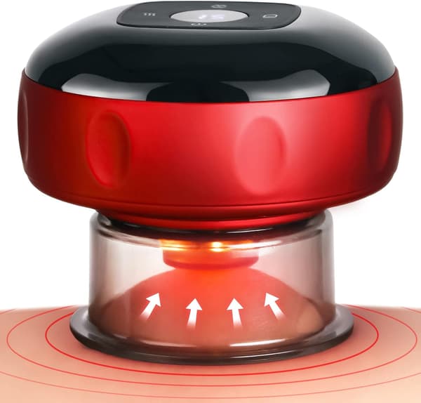 Smart Dynamisk Cupping Terapi Sæt med Rødt Lys, Cupping Kit til Massageterapi, Elektrisk Cupping Enhed (Rød)