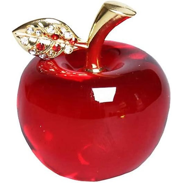 Christmas Crystal Red Apple Paperweight Glass Crafts Home Decoration Car Ornaments Figurine Miniature Souvenir Gifts(crystal Leaf)