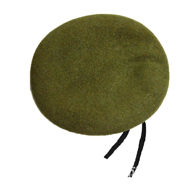 Militær Beret i Ull for Menn - Justerbar Uniformlue for Utendørsbruk Green woolen fabric