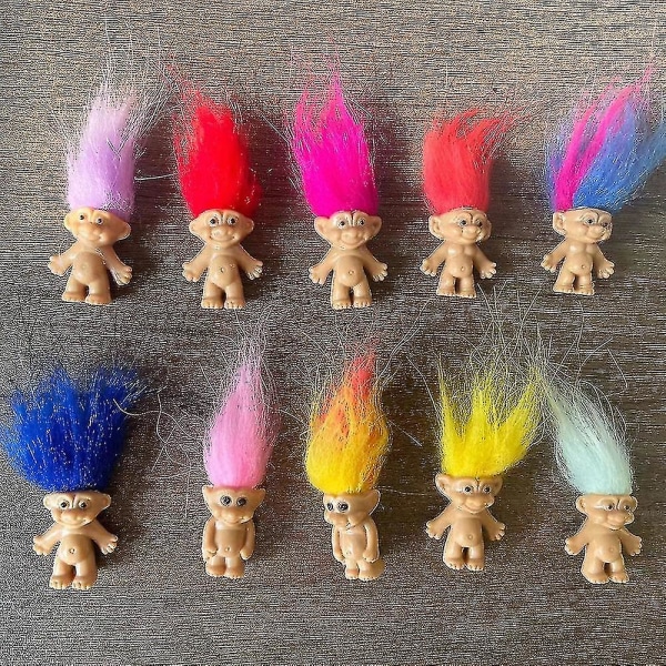 10 stk/sæt Mini troldedukker, Pvc Vintage Trolde Lucky Doll Mini Action Figurer Kage Toppers Kromatisk Bedårende Cute Little Guys Collection, Party Favor