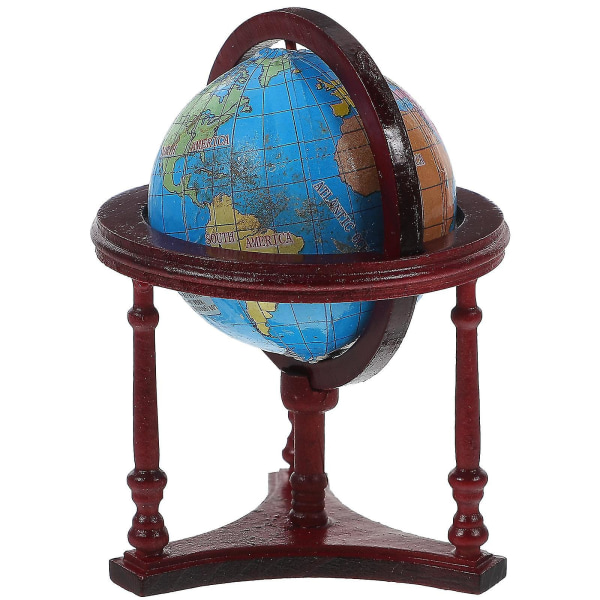 Dukkehus Miniature Globe Med Træstativ Ornament Dukkehus Globe Ornament