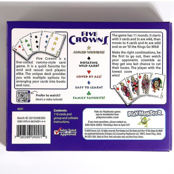 Fem Kroner Kortspil Klassisk Sjov Familie Fest Rummy Stil Poker Brætspil Spil
