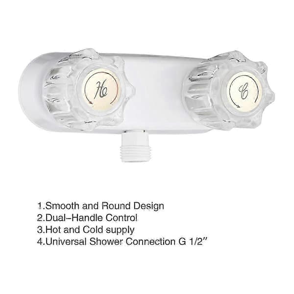 4 tums RV duschventilavledare med dubbla vred kranbyte Vit transparent