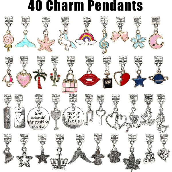 130-dele sæt til fremstilling af charmearmbånd - Indeholder smykkeperler, slangekæder og håndværksartikler til piger - Perfekt julegavesæt til smykker til