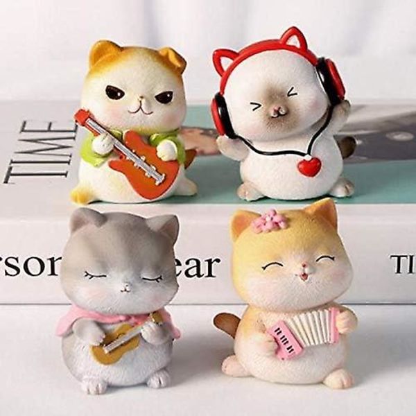 Fiddler Kattefigurer Bildekoration Katte Bobble Head Kunsthåndværk Ornamenter Kage Tilbehør Resin Kat