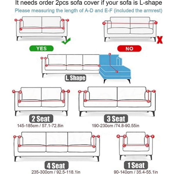 Hög elastisk polyesterfibersofföverdrag grå - fåtölj, soffa, loveseat möbelskydd (1)