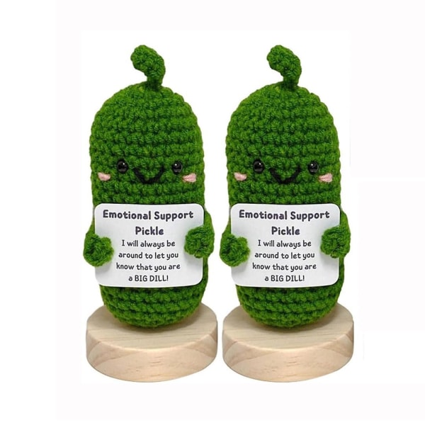 2pcs Emotional Support Pickled Cucumber Gift, Crochet Emotional Support Pickles, Cute Crochet Pickled Cucumber Knitting Doll, Christmas Gifts