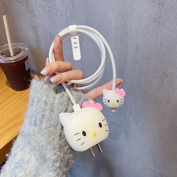Sød tegneserie hurtigoplader beskyttelse til Apple 18W 20W iPhone 14 13 12 hello kitty